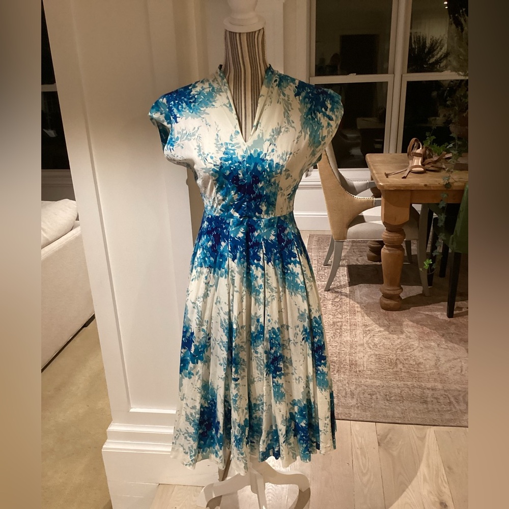 Maple vintage look blue and white swing dress 2
